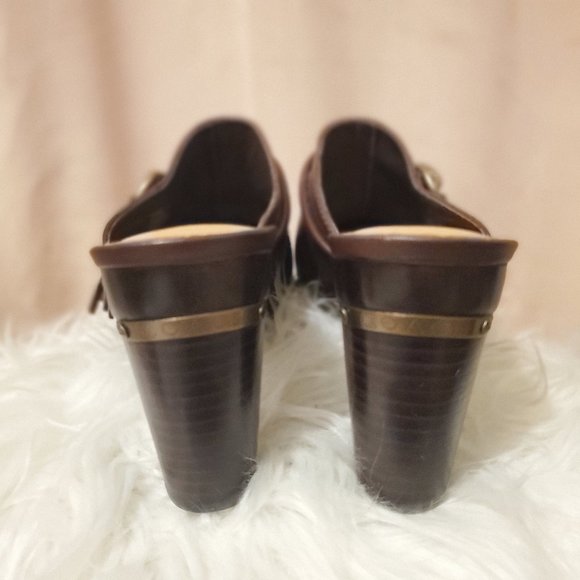 BRAND NEW COACH SHASHA VACHETTA CLOG MULE STUDDED CHOCOLATE - Picture 3 of 5